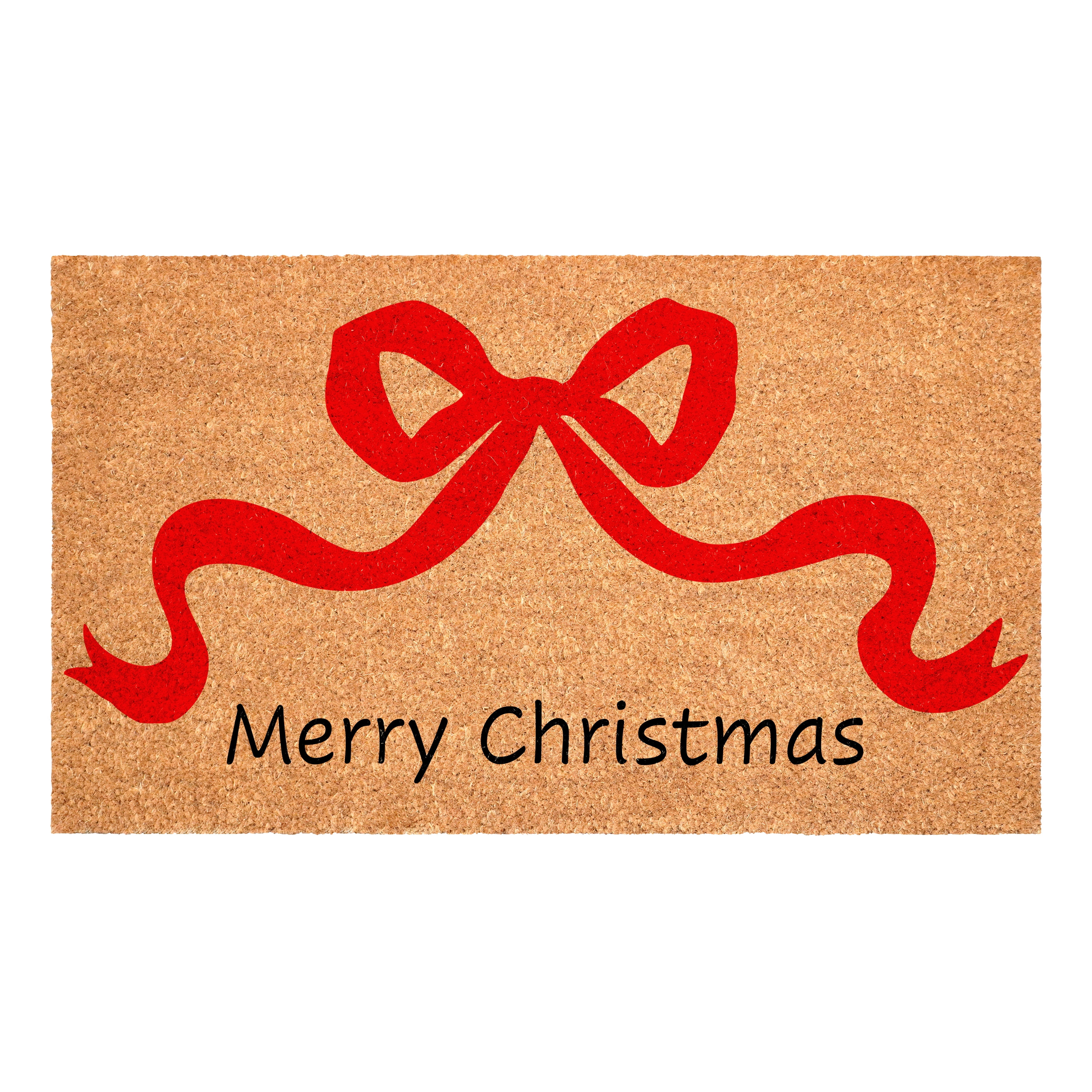 Red Christmas Bow Doormat, 17" x 29"