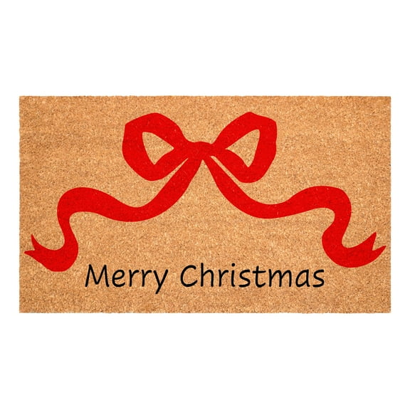 Red Christmas Bow Doormat, 24" x 36"
