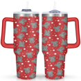thumbnail image 1 of Red Christmas Bow Five-pointed Star 40 Oz Tumbler with Handle Lid and Straw Stainless Steel Double Walled Vacuum Insulated Cup Merry Christmas Gifts Tumbler for Women Men Friends Outdoor Indoor, 1 of 6