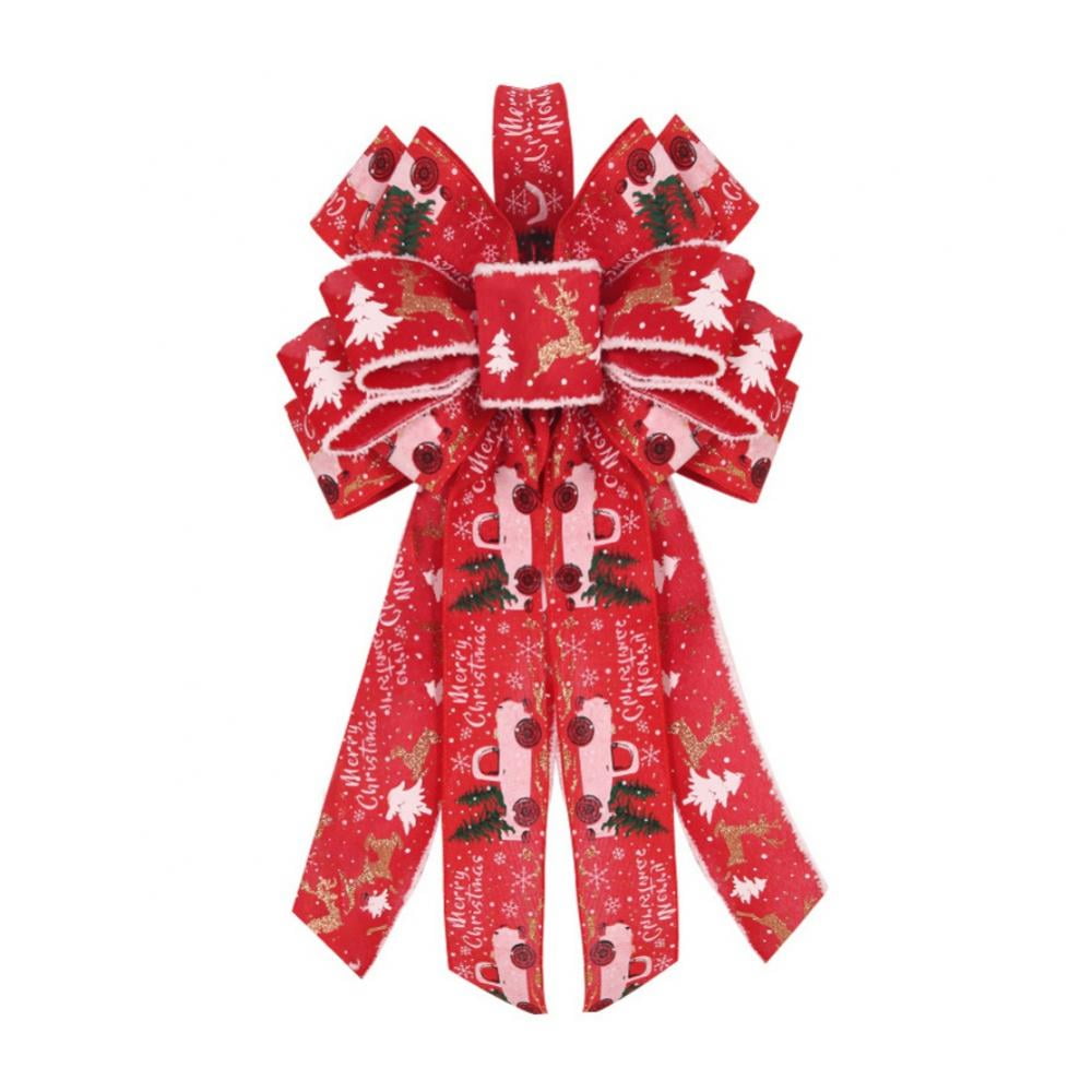 Red Christmas Bows Decorations, 11"x 21" Large Christmas Tree Topper Bow for Xmas Home Decor
