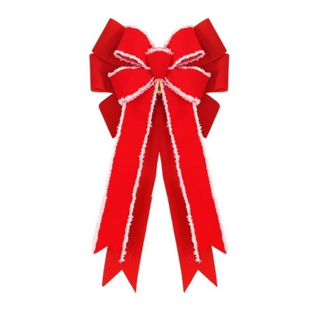 Red Christmas Bows Outdoor Decorations,10”x20”Large Wreath Bow with Snow Edge for Xmas Tree