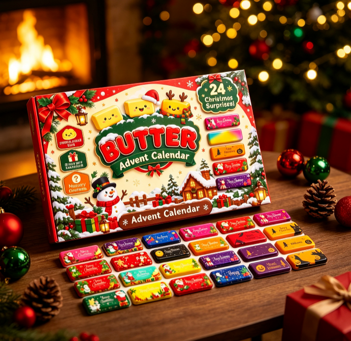 Red Christmas Butter Advent Calendar 2026-24 Days, Soft Slow-Rising ...