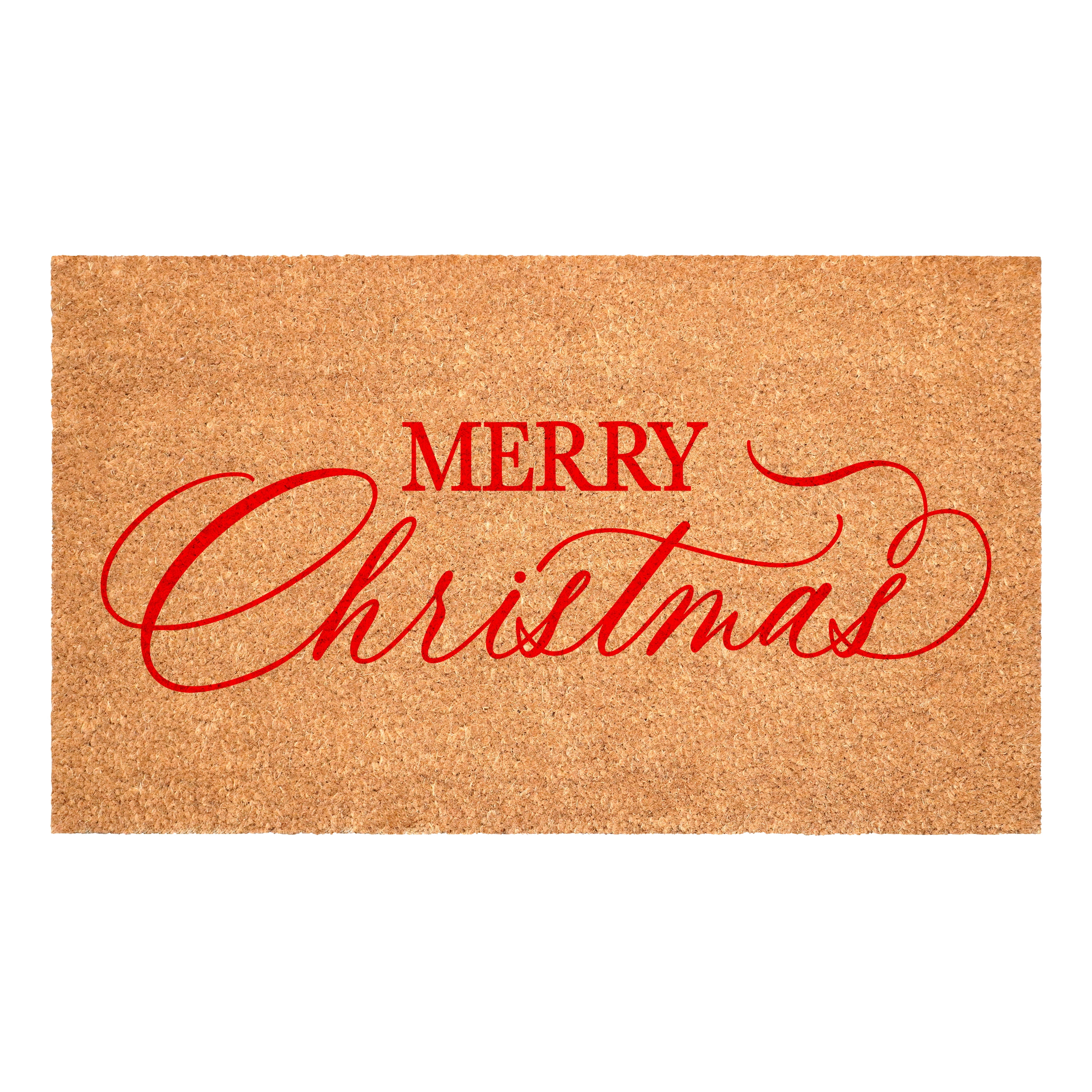 Red Christmas Calligraphy Doormat, 17" x 29"