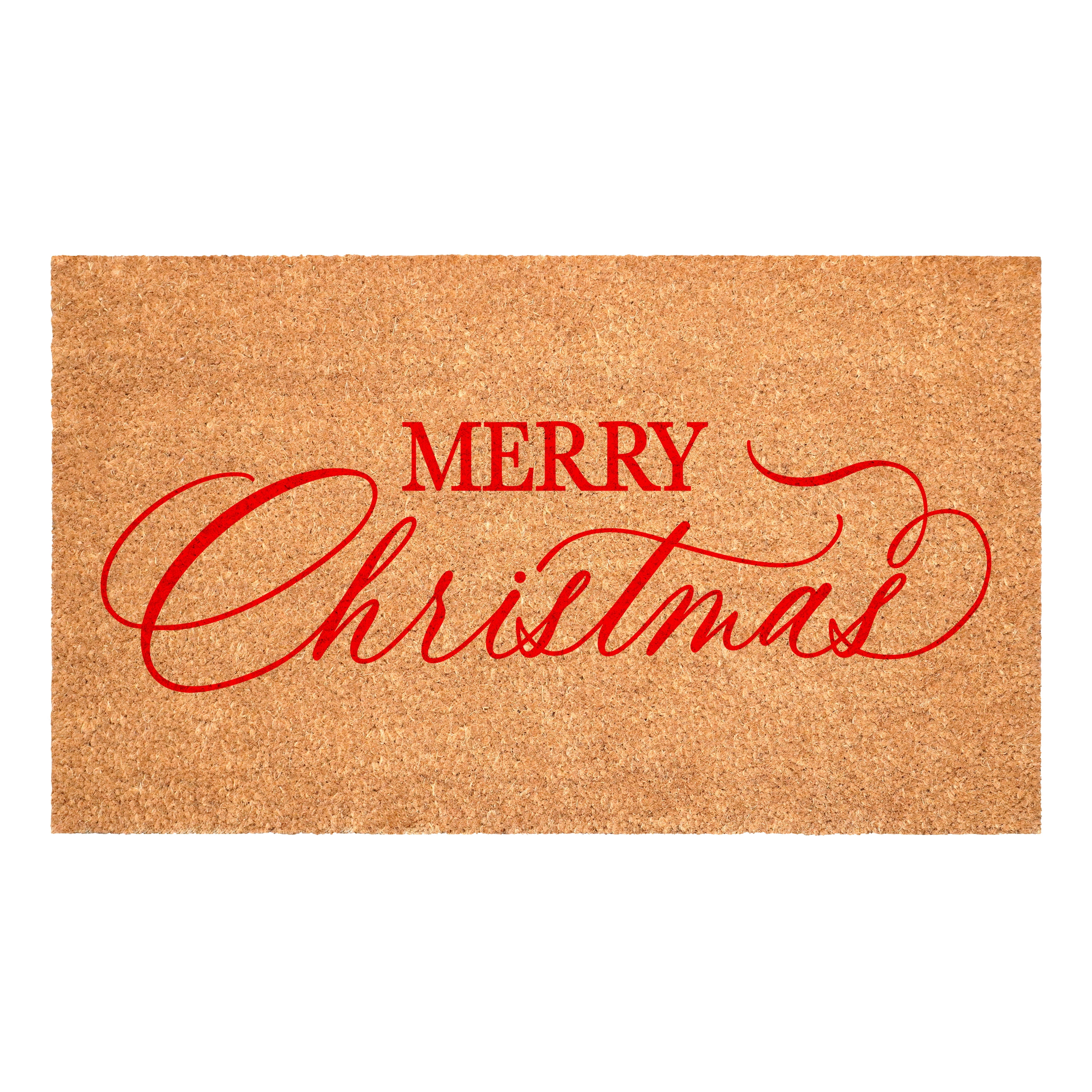 Red Christmas Calligraphy Doormat, 24" x 36"