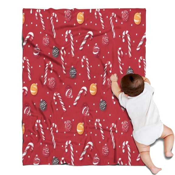 Red Christmas Candy Cane Pattern Blanket,Comfortable Soft Flannel Throw Blanket,All Season,Warm Lightweight Blankets for Sofa Bed Couch Living Room Chair,30"x40"