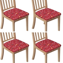 Red Christmas Candy Cane Seat Covers for Dining Room Chairs Set Of 4,Stretch Printed Washable Chair Seat Cover with Elastic Ties and Button,Removable Waterproof Couch Cushion Covers