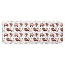 Red Christmas Car and Flower Pattern Kitchen Rug Mat,Kitchen Runner Rugs Non Skid Washable,Decorative Kitchen Floor Mats for Kitchen,Sink,Laundry,17"x47.2"