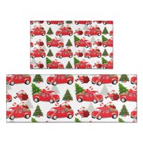 Red Christmas Car Pattern Kitchen Rugs Sets Of 2,Anti Fatigue Kitchen Mat Rugs Non Slip Washable,Decorative Kitchen Floor Mats for Kitchen,Sink,Laundry,17"x30" 17"x47"