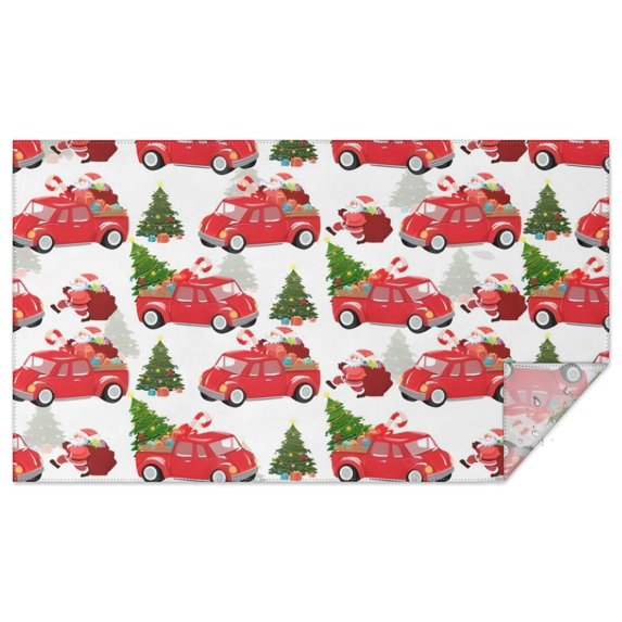 Red Christmas Car Pattern Rectangle Tablecloth 60"x102",Waterproof Polyester Rectangle Table Cloth, Wipeable Spillproof Polyester Tablecloth for Dining, Camping, Indoor and Outdoor