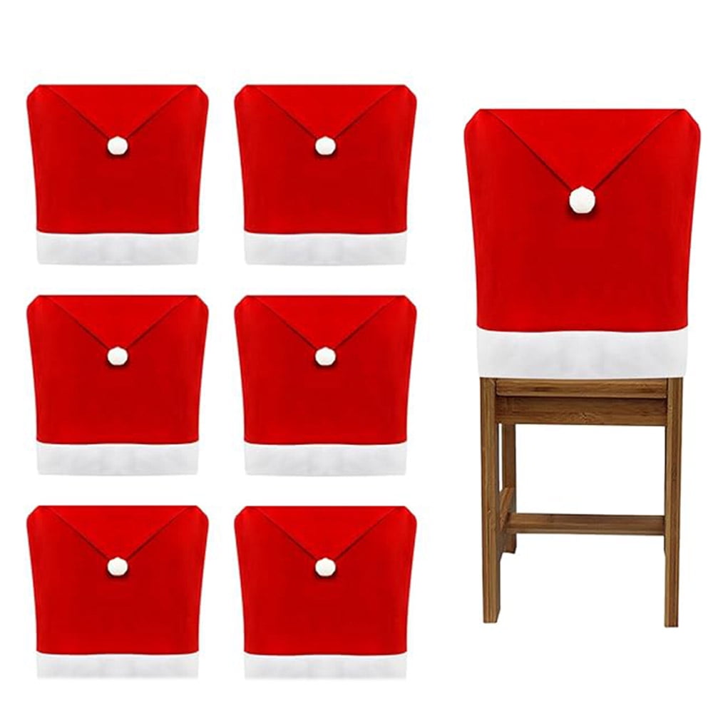 Red Christmas Chair Covers, Fabrics Santa Claus Hat Chair Back Cover