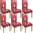 thumbnail image 1 of Red Christmas Chair Covers Set of 6,Winter Christmas Tree Snowflake Elk Chair Protectors,Elastic Removable Washable Dining Chair Covers for Winter Christmas Kitchen Dining Room Holiday Decor, 1 of 6