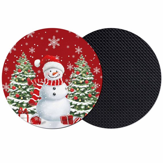 Red Christmas Coasters Set of 2, Absorbent Coasters for Drinks, Snowman Snowflake Xmas Tree Gifts Coaster for Desk Coffee Table Protection, Home Decor House Warming Gifts 4"