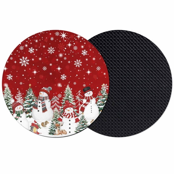 Red Christmas Coasters Set of 2, Absorbent Coasters for Drinks, Snowman Snowflake Xmas Tree Winter Coaster for Desk Coffee Table Protection, Home Decor House Warming Gifts 4"