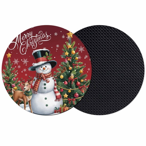 Red Christmas Coasters Set of 2, Absorbent Coasters for Drinks, Snowman Xmas Tree Gifts Snowflake Elk Coaster for Desk Coffee Table Protection, Home Decor House Warming Gifts 4"