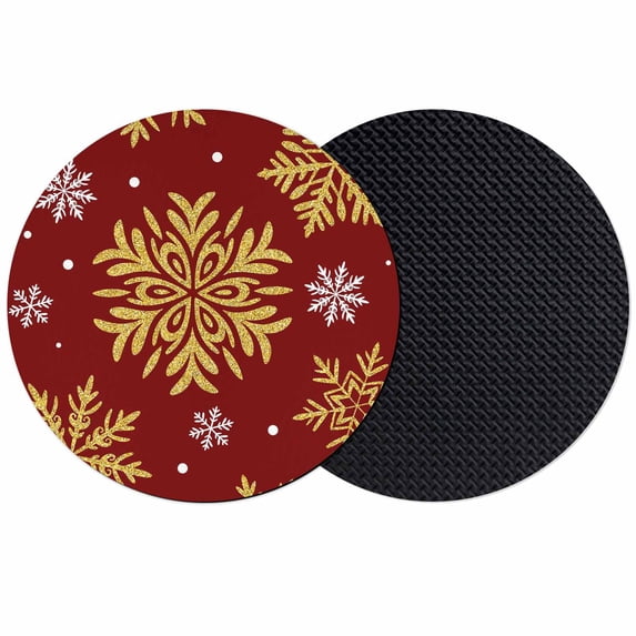 Red Christmas Coasters Set of 2, Absorbent Coasters for Drinks, Winter Xmas Snowflakes Textured Coaster for Desk Coffee Table Protection, Home Decor House Warming Gifts 4"