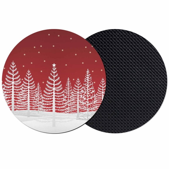 Red Christmas Coasters Set of 2, Absorbent Coasters for Drinks, Xmas Birch Pine Tree Snow Winter Coaster for Desk Coffee Table Protection, Home Decor House Warming Gifts 4"