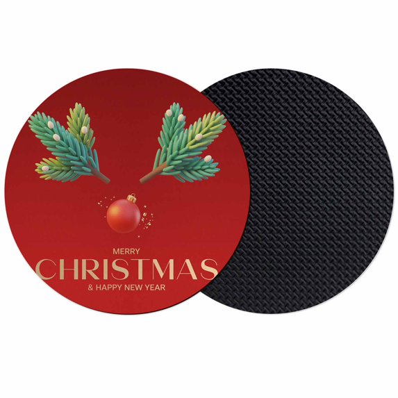 Red Christmas Coasters Set of 2, Absorbent Coasters for Drinks, Xmas Tree Ball Winter Modern Art Coaster for Desk Coffee Table Protection, Home Decor House Warming Gifts 4"