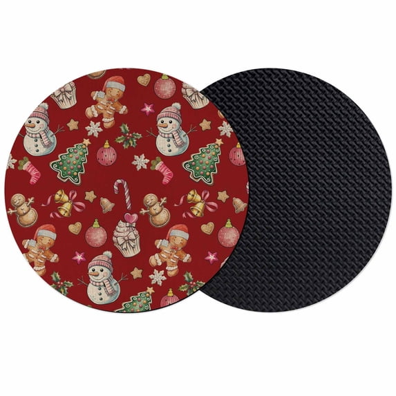 Red Christmas Coasters Set of 2, Absorbent Coasters for Drinks, Xmas Tree Balls Snowman Gingerbread Coaster for Desk Coffee Table Protection, Home Decor House Warming Gifts 4"
