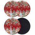 thumbnail image 1 of Red Christmas Coasters Set of 4, Absorbent Coasters for Drinks, Xmas Gnomes Poinsettia Snowflakes Trees Berry Coaster for Desk Coffee Table Protection, Home Decor House Warming Gifts 4", 1 of 8