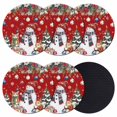 thumbnail image 1 of Red Christmas Coasters Set of 6, Absorbent Coasters for Drinks, Snowman Poinsettia Pine Tree Squirrel Cat Coaster for Desk Coffee Table Protection, Home Decor House Warming Gifts 4", 1 of 8