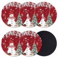 thumbnail image 1 of Red Christmas Coasters Set of 6, Absorbent Coasters for Drinks, Snowman Xmas Balls Pine Needle Tree Coaster for Desk Coffee Table Protection, Home Decor House Warming Gifts 4", 1 of 8