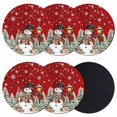 thumbnail image 1 of Red Christmas Coasters Set of 6, Absorbent Coasters for Drinks, Snowman Xmas Snowflake Botanical Tree Coaster for Desk Coffee Table Protection, Home Decor House Warming Gifts 4", 1 of 8