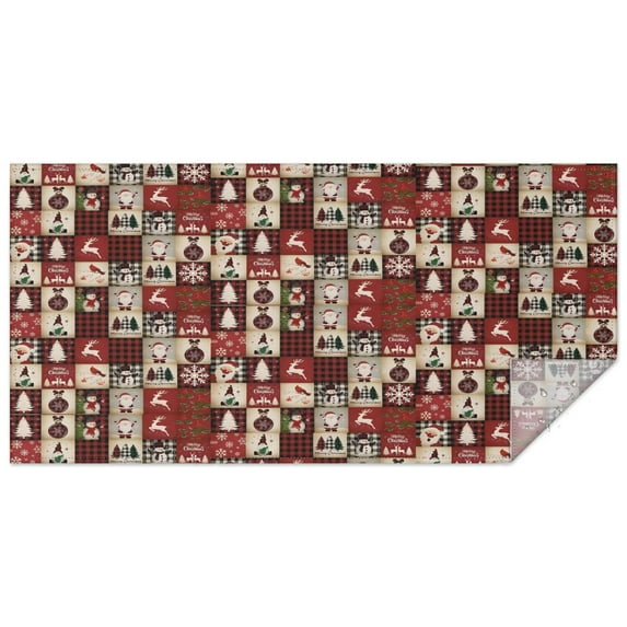 Red Christmas Collage Pattern Rectangle Tablecloth 60"x120",Waterproof Polyester Rectangle Table Cloth, Wipeable Spillproof Polyester Tablecloth for Dining, Camping, Indoor and Outdoor