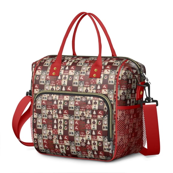 Red Christmas Collage Pattern Womens Lunch Box for Work,Insulated Large Lunch Bag for Tween and Teen,Loncheras Para Mujer,Leakproof Adult Lunch Bag for Work,Beach,Travel,Picnic,Camping