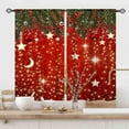 thumbnail image 1 of Red Christmas Curtains, Xmas Merry Christmas Fir Twigs Ball New Year Winter Snow Holiday Party Decor Window Drapery Treatments for Living Room Bedroom Kitchen Bathroom Home 2 Panels, 55x39 Inch, 1 of 5