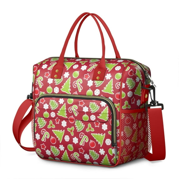 Red Christmas Decoration Pattern Womens Lunch Box for Work,Insulated Large Lunch Bag for Tween and Teen,Loncheras Para Mujer,Leakproof Adult Lunch Bag for Work,Beach,Travel,Picnic,Camping