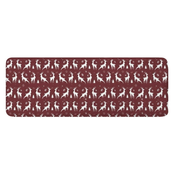 Red Christmas Deer Pattern Kitchen Rug Mat,Kitchen Runner Rugs Non Skid Washable,Decorative Kitchen Floor Mats for Kitchen,Sink,Laundry,17"x47.2"