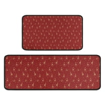 Red Christmas Deer Pattern Kitchen Rugs Sets Of 2,Anti Fatigue Kitchen Mat Rugs Non Slip Washable,Decorative Kitchen Floor Mats for Kitchen,Sink,Laundry,17"X30" 17"X47"