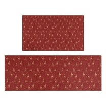 Red Christmas Deer Pattern Kitchen Rugs Sets Of 2,Anti Fatigue Kitchen Mat Rugs Non Slip Washable,Decorative Kitchen Floor Mats for Kitchen,Sink,Laundry,17"x30" 17"x47"