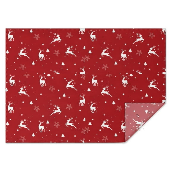Red Christmas Deer Pattern Rectangle Tablecloth 60"x84",Waterproof Polyester Rectangle Table Cloth, Wipeable Spillproof Polyester Tablecloth for Dining, Camping, Indoor and Outdoor