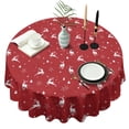 thumbnail image 1 of Red Christmas Deer Pattern Round Tablecloth 60"x60",Wrinkle Wipeable Table Cloth for Kitchen Dining Room Picnic Patio Party, 1 of 6