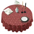 thumbnail image 1 of Red Christmas Deer Pattern Round Tablecloth 60"x60",Wrinkle Wipeable Table Cloth for Kitchen Dining Room Picnic Patio Party, 1 of 6