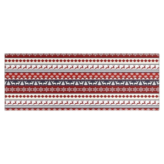 Red Christmas Deer and Snowflake Pattern Kitchen Rug Mat,Kitchen Runner Rugs Non Skid Washable,Decorative Kitchen Floor Mats for Kitchen,Sink,Laundry,17"X47"