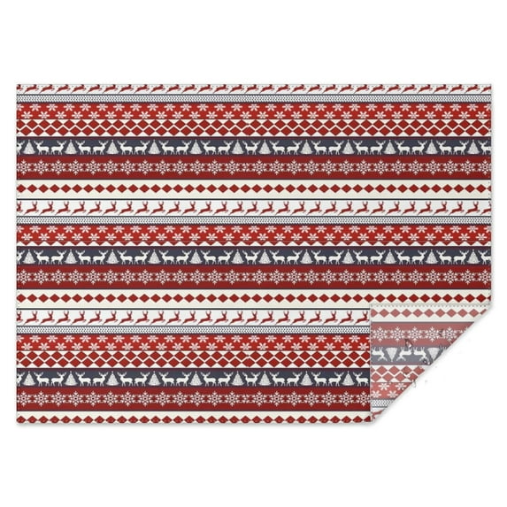 Red Christmas Deer and Snowflake Pattern Rectangle Tablecloth 60"x84",Waterproof Polyester Rectangle Table Cloth, Wipeable Spillproof Polyester Tablecloth for Dining, Camping, Indoor and Outdoor