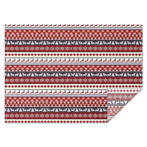Red Christmas Deer and Snowflake Pattern Rectangle Tablecloth 60"x84",Waterproof Polyester Rectangle Table Cloth, Wipeable Spillproof Polyester Tablecloth for Dining, Camping, Indoor and Outdoor