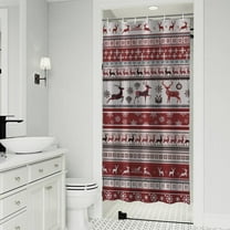 Red Christmas Deer and Snowflake Pattern Shower Curtain 36"x72" ,Bathroom Decorative Shower Curtains Set with 12 Hooks,Modern Waterproof Washable Shower Curtain