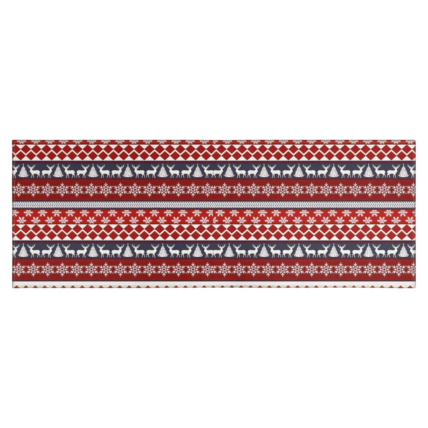 Red Christmas Deer and Tree Pattern Kitchen Rug Mat,Kitchen Runner Rugs ...