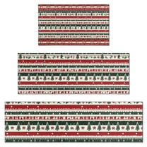 Red Christmas Deer and Tree Pattern Kitchen Rugs Sets Of 3,Kitchen Runner Rugs Non Skid Washable,Decorative Kitchen Floor Mats for Kitchen,Sink,Laundry,17"x30" 17"x47" 17"x59"