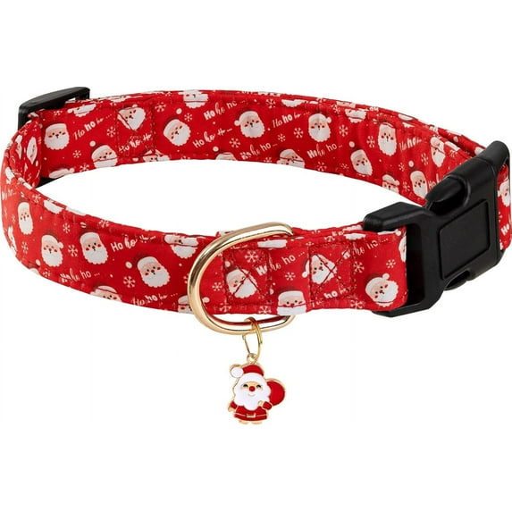 Red Christmas Dog Collar for Small Medium Large Dogs Special Design Cute Red Santa Claus Dog Collar for Girl Boy Dogs Soft Adjustable Santa Claus Puppy Collars for Male Female Dogs S