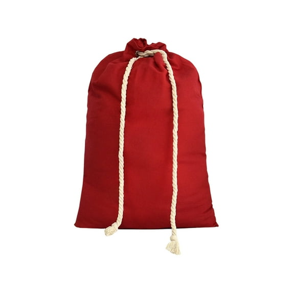 Red Christmas Drawstring Bag Canvas for Festive Storage, 28x20 Inch Holiday Gift Bag for Xmas Decor and Party Organization