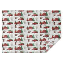 Red Christmas Farm and Truck Pattern Rectangle Tablecloth 60"x84",Waterproof Polyester Rectangle Table Cloth, Wipeable Spillproof Polyester Tablecloth for Dining, Camping, Indoor and Outdoor