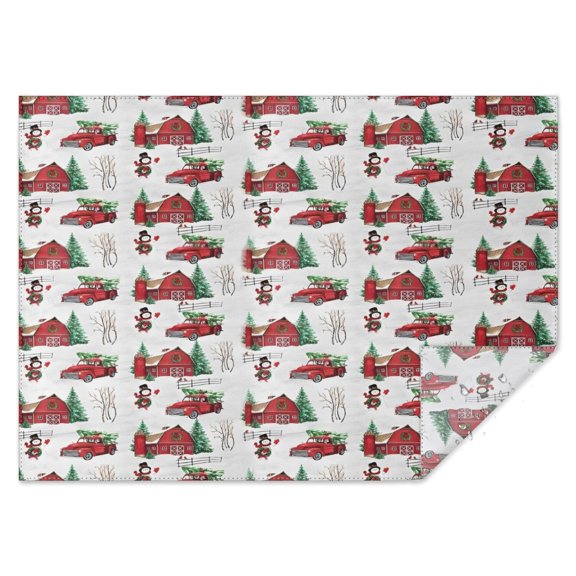 Red Christmas Farm and Truck Pattern Rectangle Tablecloth 60"x84",Waterproof Polyester Rectangle Table Cloth, Wipeable Spillproof Polyester Tablecloth for Dining, Camping, Indoor and Outdoor