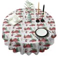 thumbnail image 1 of Red Christmas Farm and Truck Pattern Round Tablecloth 60"x60",Wrinkle Wipeable Table Cloth for Kitchen Dining Room Picnic Patio Party, 1 of 6
