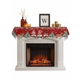 thumbnail image 1 of Red Christmas Fireplace Mantle Scarf, Gnomes Xmas Tree Poinsettia Eucalyptus Mantel Cover Table Runner for Home Living Room Door Window, Indoor Outdoor Holiday Party Decor 17" x 70", 1 of 6