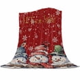 thumbnail image 1 of Red Christmas Flannel Blanket for Bed,Travel and Camping, Snowman Snowy Day Snowflake Watercolor Super Soft Cozy Blanket for All Seasons 40"x50", 1 of 6