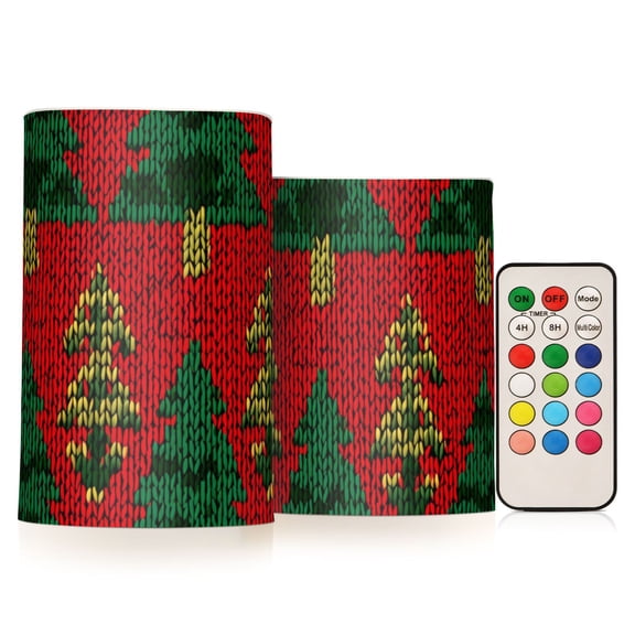 Red Christmas Flickering Flameless Candles LED Tealight Battery Operated with Remote Set of 2 Holiday Decor Ornaments